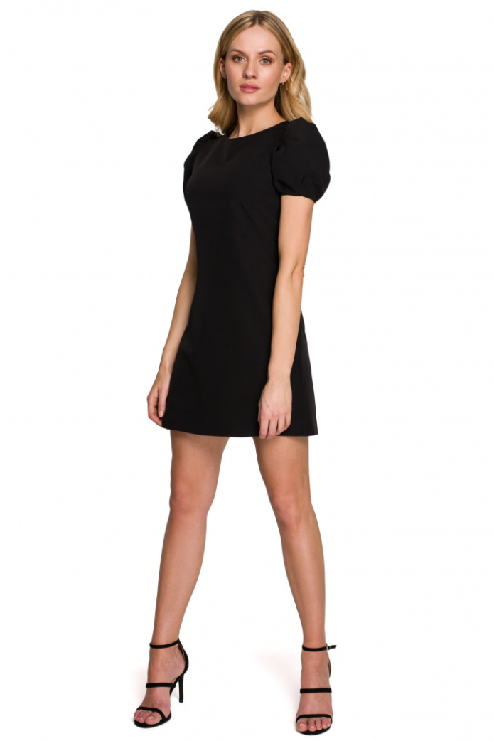Sukienka Mini - Z Krótkim Rękawem - czarna